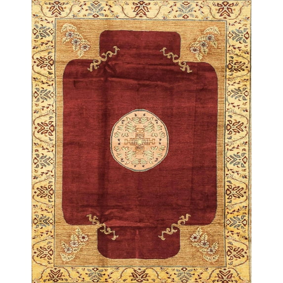 Ahgly Company Machine Washable Indoor Rectangle Abstract Orange Area Rugs, 5' x 8'