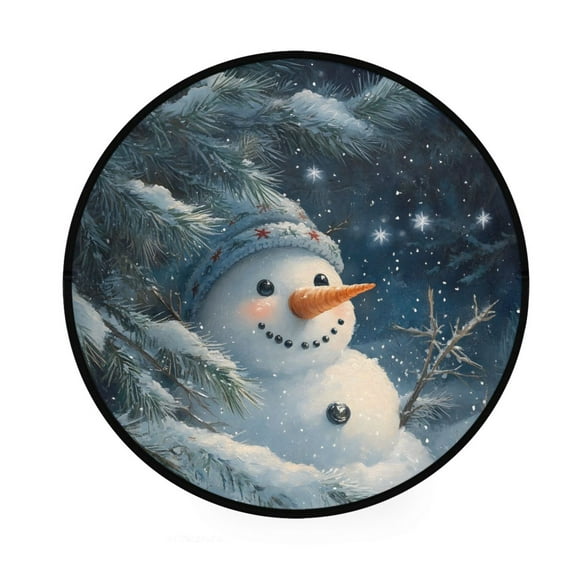 Winter Snowman Memory Foam Bath Mat 36" Absorbent Rug with Non Slip Base and 4 Bonus Pads