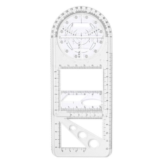 CAROOTU Multifunctional Geometric Ruler Geometric Drawing Template Measuring Tool For School Office Supplies