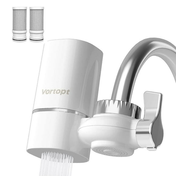 Faucet Water Purifier, Kitchen Faucet Water Filter, 400 Gallons, Reduces Sand, Chlorine and Bad Taste, 2 Filters Included -GSL