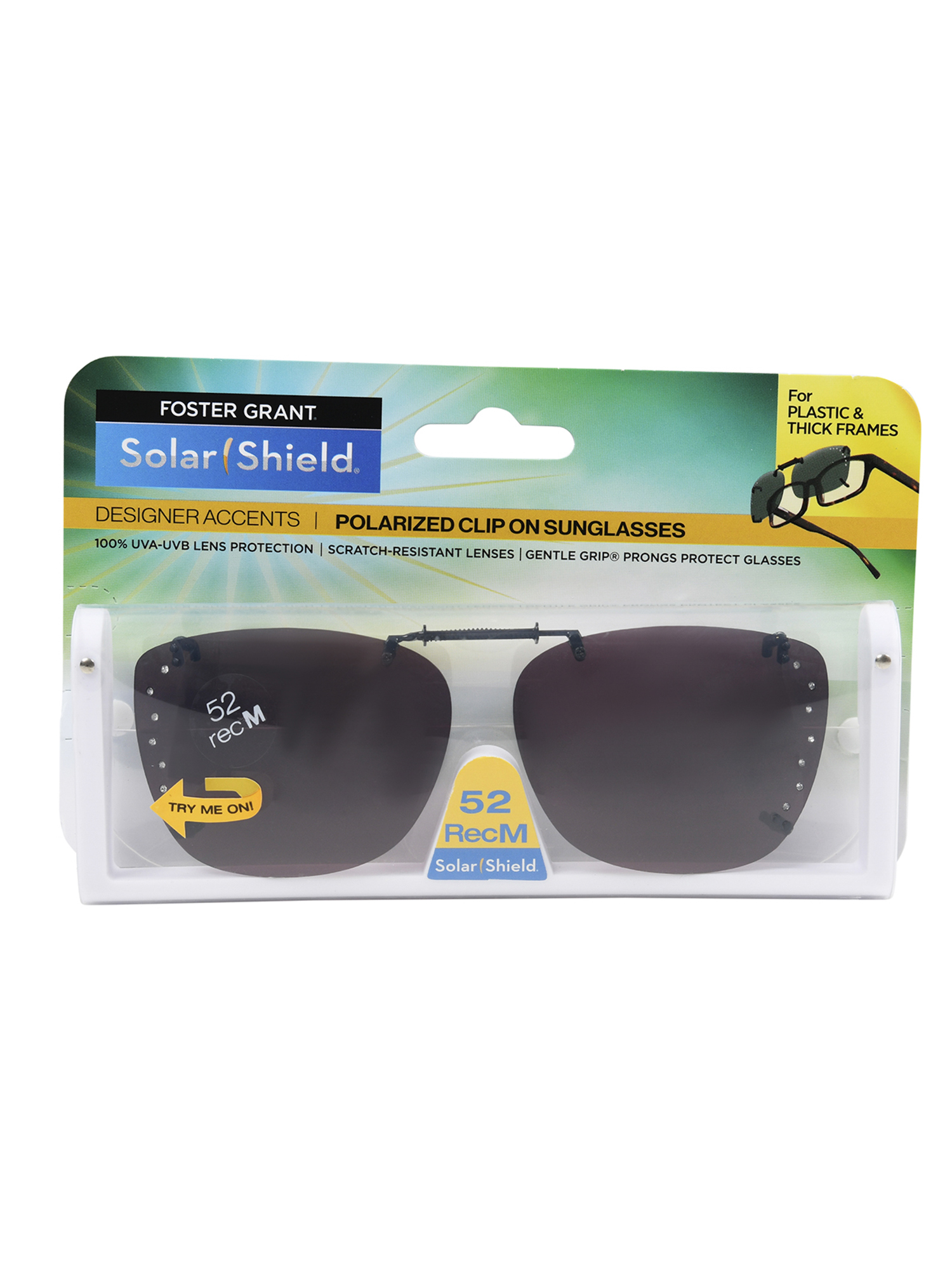 STORE SOL  Solar Shield Dioptics ClipOns Unisex Rectangle Fashion Sunglasses