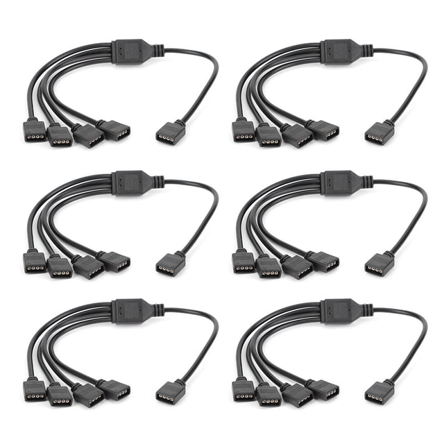 6 uds Cable divisor LED de 4 pines Cable conector para tira de luz LED RGB para Cable negro 3528 5050 1 a 4