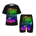 thumbnail image 4 of Share The Love Cute Short Sleeve Pajama Set Sleepwear Soft Pjs Pants Shirt Shorts, 4 of 9