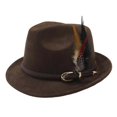 thumbnail image 2 of XIAOCHA Womens Braided‑Buckle Fedora Hat Solid Wide‑Brim Hat Outdoor Festival Hat,Brown, 2 of 8