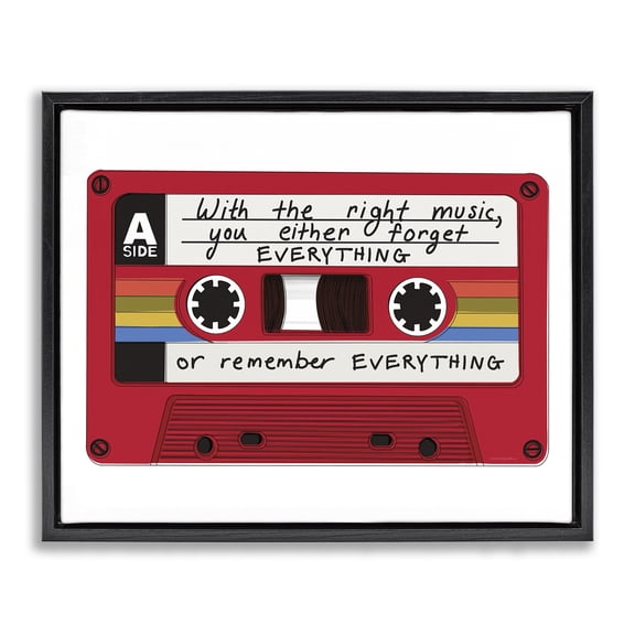 Stupell Industries Shabby Chic With The Right Music Vintage Cassette Black Floating Frame Canvas Art, 31 x 25, by Kamdon Kreations