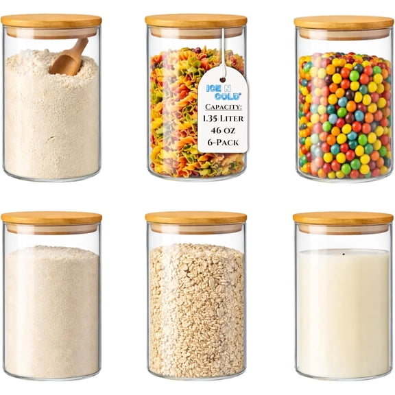 Borosilicate Glass Storage Canisters with Bamboo Lids