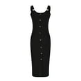 thumbnail image 5 of Women's Sleeveless Straps Bodycon Maxi Dresses Casual Button Down Slim Fit Long Dresses Simple Comfy Dress, 5 of 5