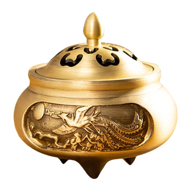 Mini quemador de incienso de cobre con tapa, cuenco decorativo para dormitorio, escritorio y hogar. Estilo B