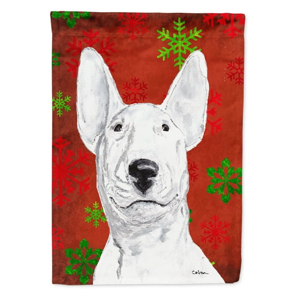Carolines Treasures SC9590-FLAG-PARENT Bull Terrier Red Snowflake Christmas Flag  multicolor