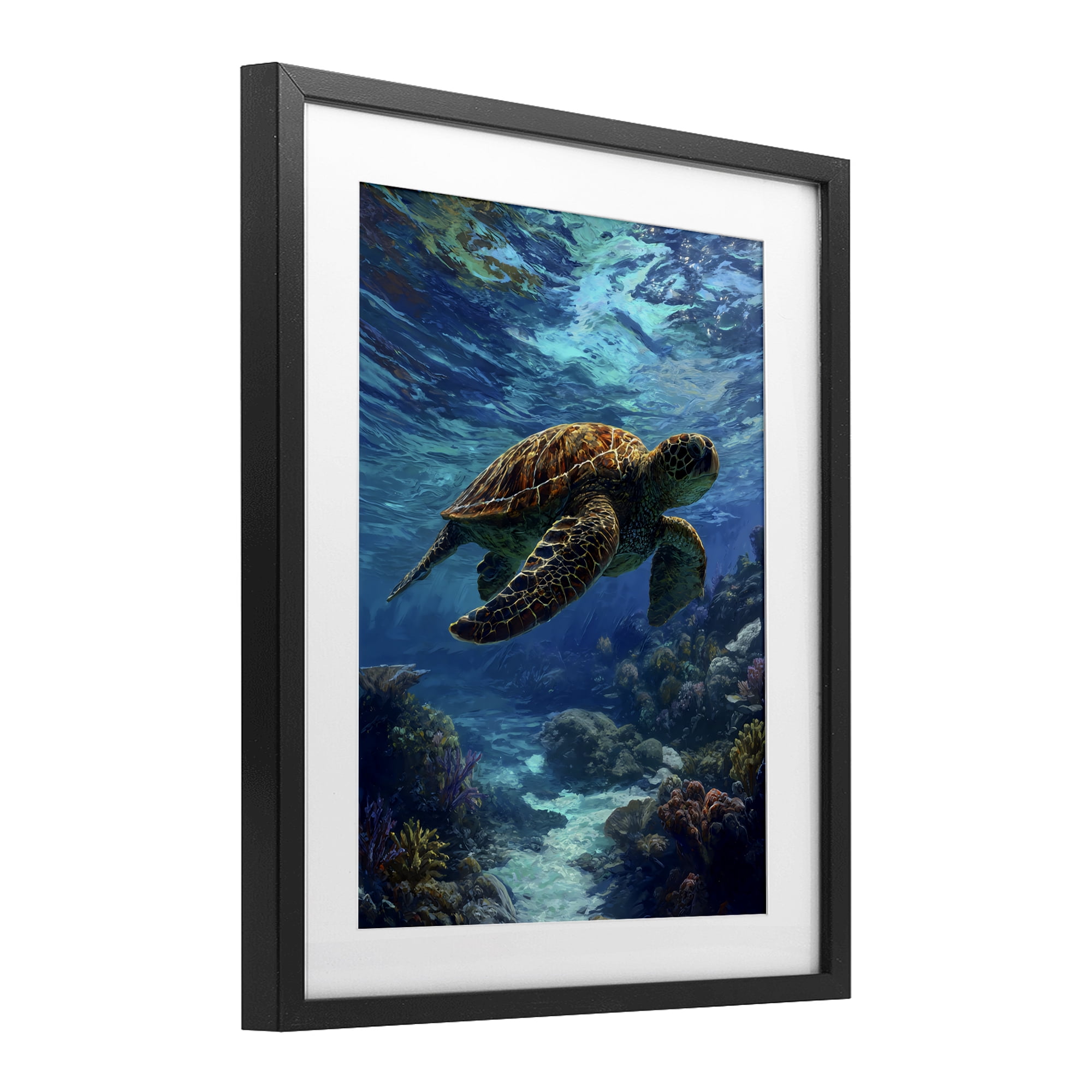 Stupell Industries Oceanic Adventurer Tortoise Black Framed Print Under Glass, design by Franklyn Gregory