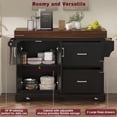 thumbnail image 5 of DTTRA 53" Rolling Kitchen Island Cart with 3.5" Thick Wood Top & Storage, Black, 5 of 9