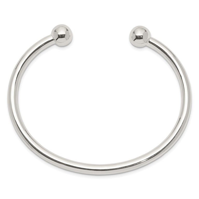White Sterling Silver bracelet Cuff 4 mm 4mm Bangle