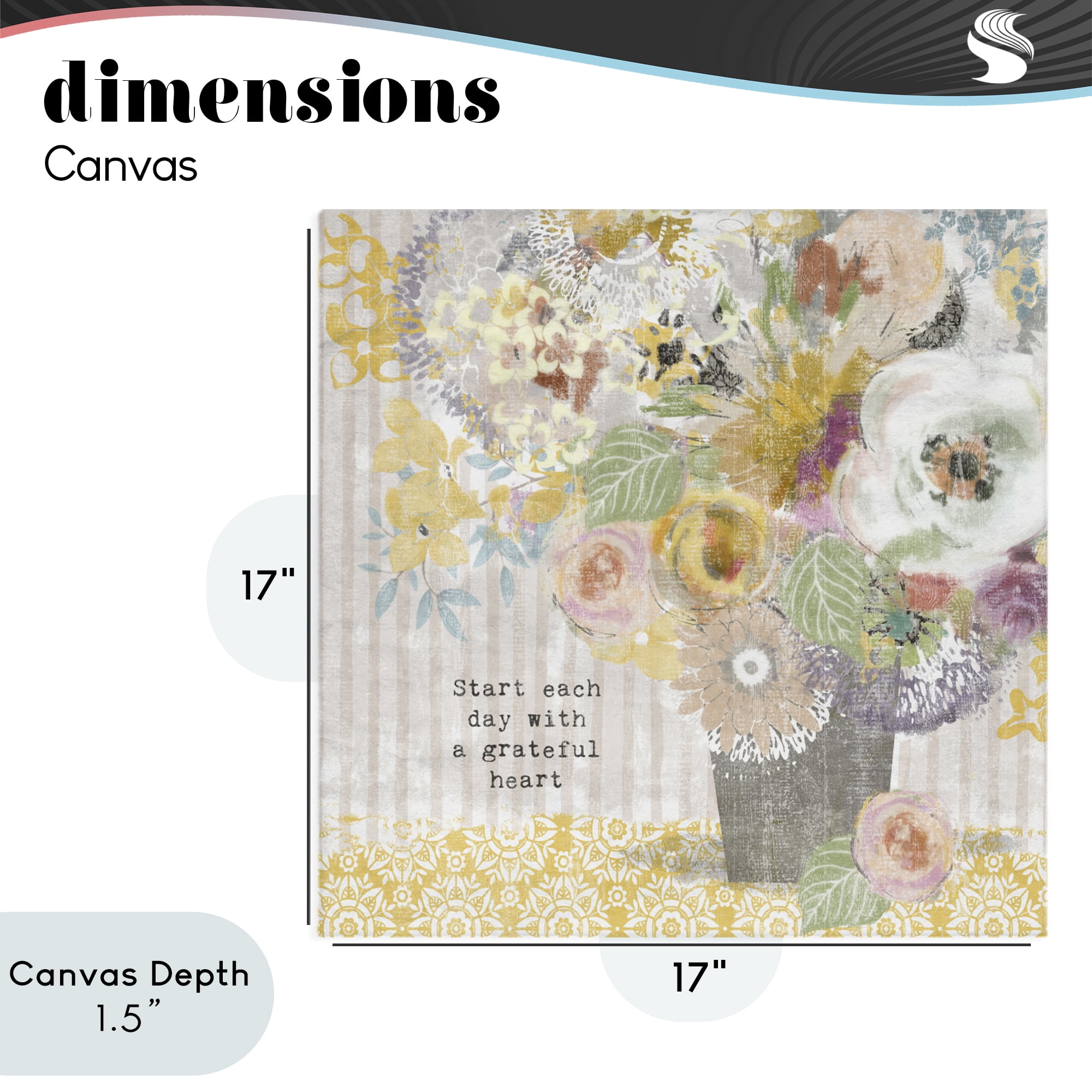 Stupell Industries Floral Inspirations Grateful Heart Canvas Wall Art, design by Suzanne Nicoll