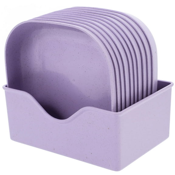 AURARMLET 10 Plates Food Serving Dishes Fruit Dessert Snacks Platter Purple Wheat Straw for Family Reunions