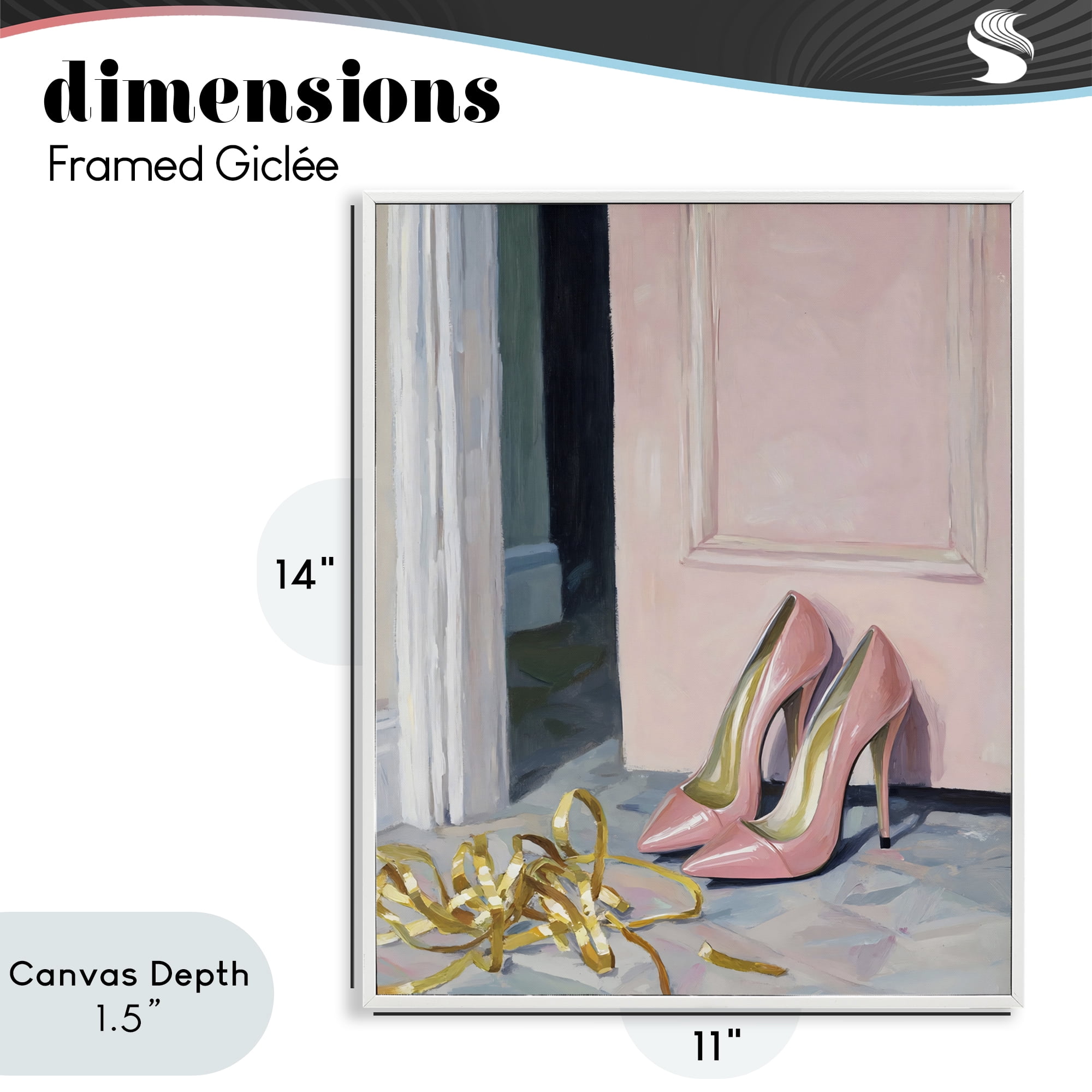 Stupell Industries Pink High Heels & Tinsel White Framed Giclee Art, design by The Prints Vibe