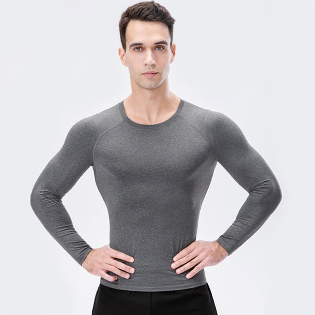 Camisetas 3pcs Camisetas de Compresión de Manga Larga Atlética para Hombres Camiseta de Abrenamiento Seco Rápido Que Corría Tops