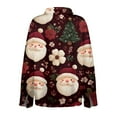 thumbnail image 3 of WTOBBY Women's Christmas Print Casual Half Open Collar Long Sleeve Shirt, Holiday Themed Blouse for Seasonal Outfits and Christmas Parties,Red M, 3 of 5