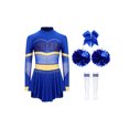 thumbnail image 1 of Aislor Tenues de Cheerleading pour Filles Enfants Costume de Cosplay Chef de Cheer Halloween Robe de Fête Rave Danse Justaucorps Bleu Royal A 12, 1 of 7