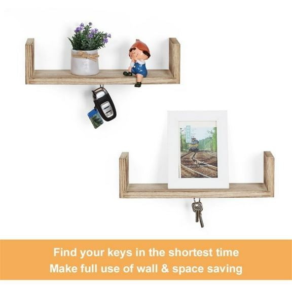 2 Peices Floating Shelf & Magnetic Key Hook Wall Mounted Holder Rack