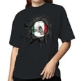 thumbnail image 2 of Mexico Soccer Ball Ripped Women's Black T-shirt, 2 of 3