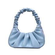 yilovego Elegant Pleated Handbag Women Leather Travel Totes Shoulder Bag (White)