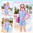 thumbnail image 5 of Marendyee Girls Mermaid Swimsuit Kids Ariel One Piece Swimsuit Long Sleeve UV Sun Protection Mermaid Scales Printed Zipper Front Swimming Wetsuit Athletic Romper 5-6 Years, 5 of 12