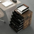 thumbnail image 5 of 5 Drawers File Cabinet, Vertical Filing for Home Office, Mobile Under Desk Storage With Wheels, Modern Chest of Drawers for Bedroom (Rustic Brown), 5 of 18