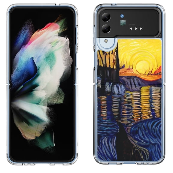 Shockproof Bumper Phone Case for Samsung Galaxy Z Flip 4 5G, by OneToughShield ® - Sunset River