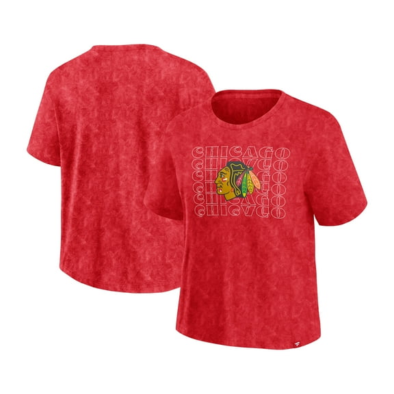 Women's Fanatics Red Chicago Blackhawks Faded Wash T-Shirt
