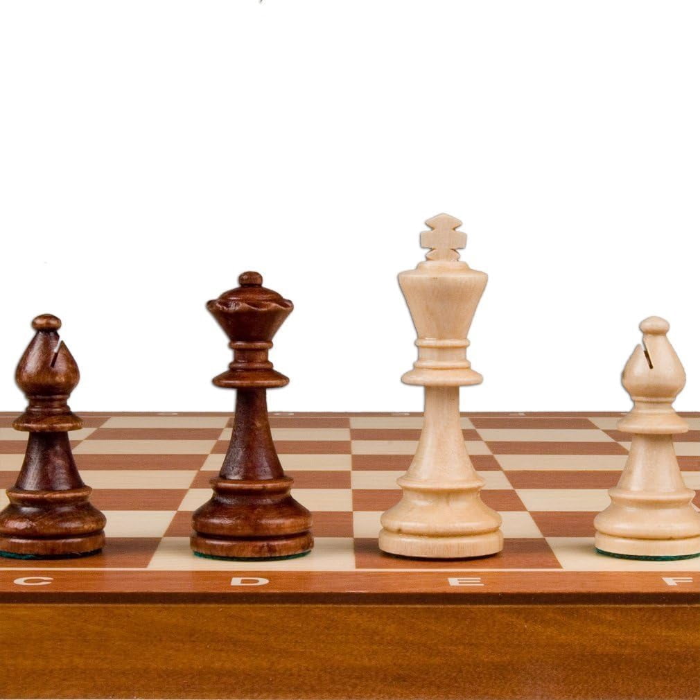 21 inch Tournament Ready Staunton Wooden Travel Folding Chess Set with Interior Storage