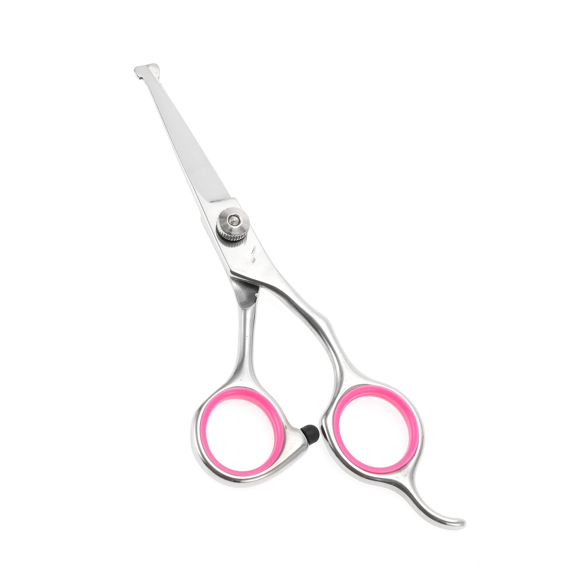 Unique Bargains 1 Pc Round Head Dog Grooming Scissors for Pets 5 Inches Silver Tone Pink
