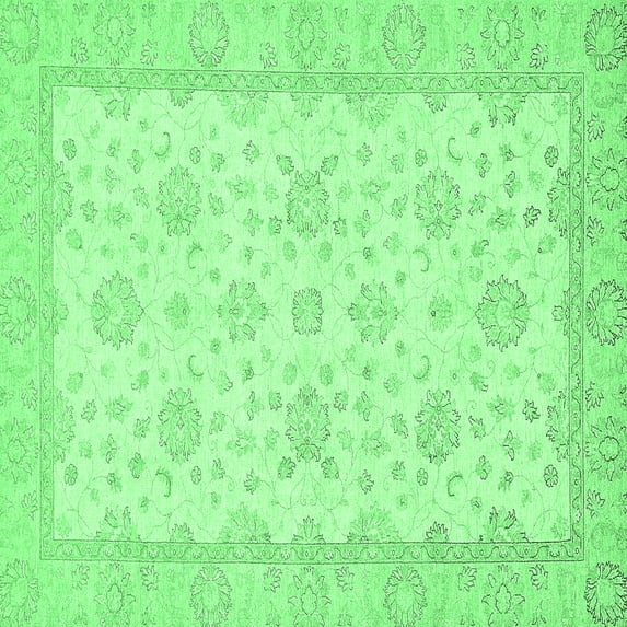 Ahgly Company Indoor Square Oriental Emerald Green Traditional Area Rugs, 4' Square