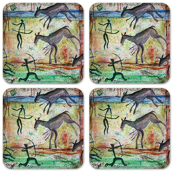 Vinyl Drink Coasters - Set of 4 - Kokopeli Drawings