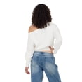 thumbnail image 4 of Forever 21 Women's Ivory Off-the-Shoulder Sweatshirt, Leopard Print Star Embroidered Print for Casual Streetwear Style, XS, 4 of 6