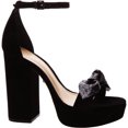 thumbnail image 1 of Schutz Chanah Black Suede Platform Big Bow Dress Pumps Formal Sandals, 1 of 1