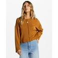thumbnail image 2 of Billabong Women's You Seam Happy Boxy Relaxed Fit Rib Knit Long Sleeve Top Shirt (X-Small, Cider (Brown)), 2 of 8