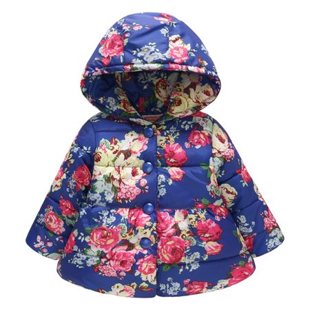 

0-4Y Baby Girls Winter Warm Printed Thick Windbreaker Coat Kids Fleece Lined Quilted Jacket Snow Outwear