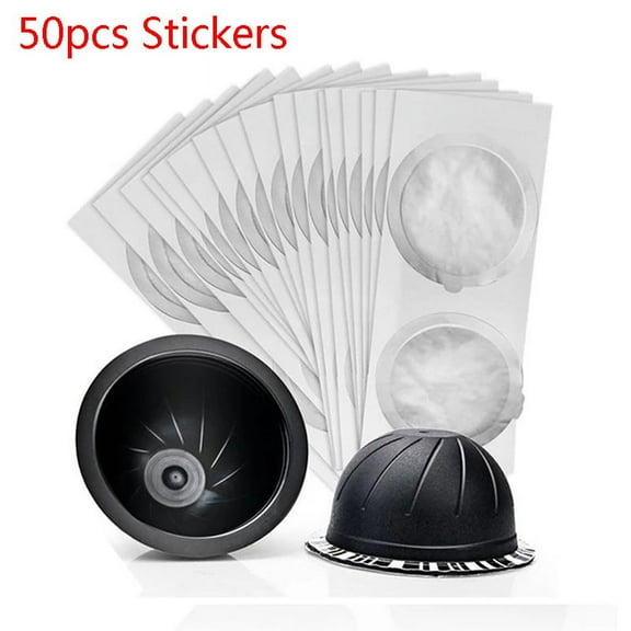 50PCS Disposable Coffee Refillable Capsules Pods Lids Aluminum Seals StickezhWA