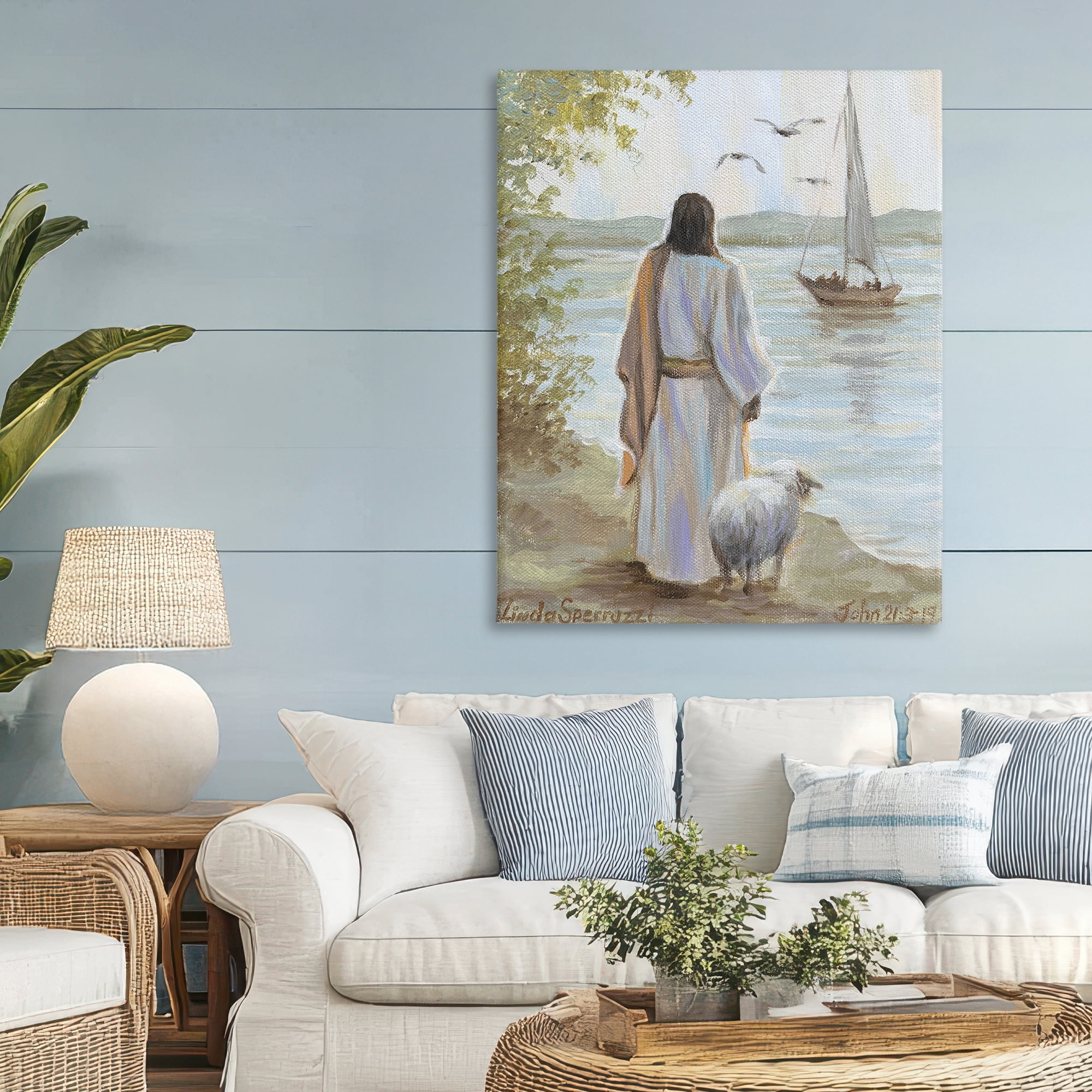 Stupell Industries Jesus Waiting Ashore Canvas Wall Art, design by Linda Sperruzzi