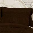 thumbnail image 3 of D.N.G. BEDDINGS 800 Thread Counts, 100% Egyptian Cotton, 550 GSM Microfiber filled Quilt Ruffled With Small Pom Pom Textured 3 Piece Oversized Super King Size Comforter Set, Chocolate, 3 of 6