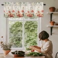 thumbnail image 6 of Red Poppy Rod Pocket Curtain Valance, Farmhouse Country Vintage Flower Leaf Plant Farmhouse Window Valance for Living Room, Bedroom, Kitchen 54"W x 18"L, 6 of 9