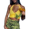 thumbnail image 2 of VISgogo Tops cortos para mujer, cuello halter, sin mangas, cruzado, cruzado, de color sólido, de punto, camiseta delgada para damas VISgogo moda, 2 of 9