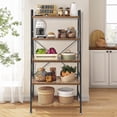 thumbnail image 6 of 5 Tier Ladder Bookshelf  Heavy Duty Rustic Brown Wood And Metal Bookcase With 1.2" Thick Shelves 63" H X 30" W 14" D Industrial Open Storage Shelving For Living Room Bedroom Kitchen, 6 of 8