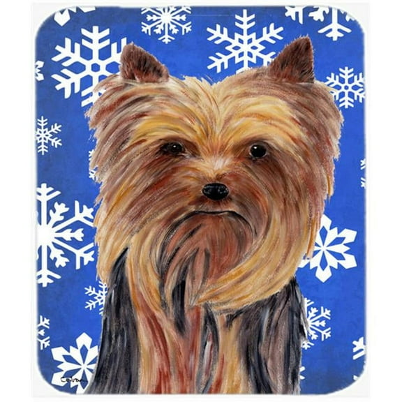 Yorkie Winter Snowflakes Holiday Mouse Pad, Hot Pad or Trivet