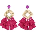 thumbnail image 1 of Sonducket Pendientes de ratán bohemios clásicos de 2 piezas, colgantes de oreja atractivos de moda exquisitos para mujeres y niñas Ropa, zapatos y accesorios Miscelánea Rosa roja  código promedio Sonducket AP008668-02B, 1 of 5
