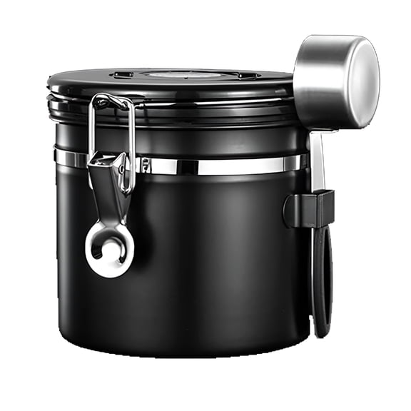 ACDANC Coffee Canister for Ground Coffee with Transparent Window,Date Tracker,Scoop,304 Stainless Steel Kitchen Food Airtight Storage Container for Coffee Beans Or Grounds,Tea,Sugar