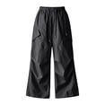 thumbnail image 3 of Xyant Girls Cargo Pants Y2K Baggy Streetwear for Kids Elastic Waist&Ankle Multi Pockets Casual Jogger Pants 5-16Y (Black,5-6 Years), 3 of 4