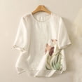 thumbnail image 2 of Women's Short Sleeve T-Shirt Tee Top Casual Cotton Blend Breathable Summer Fashion | CSEONE,White XL, 2 of 7