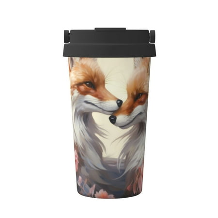 

Adobk Romantic Flower Fox Print Stainless Steel Coffee Mug -Vacuum Insulated Coffee Tumbler - Leakproof Travel Mugs Insulated for Hot & Cold Drinks