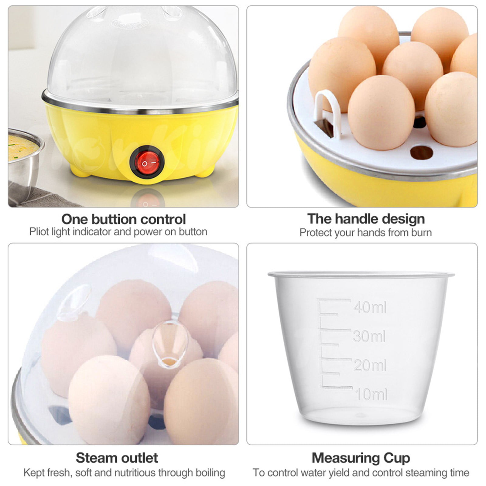 Mojoco Rapid Egg Cooker - Mini Egg Cooker for Steamed, Hard Boiled, Soft  Boiled Eggs and Onsen Tamago - Electric Egg Boiler for Home Kitchen, Dorm  Use